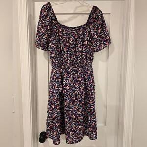 PrettyGarden Navy Floral Short Sleeve Dress